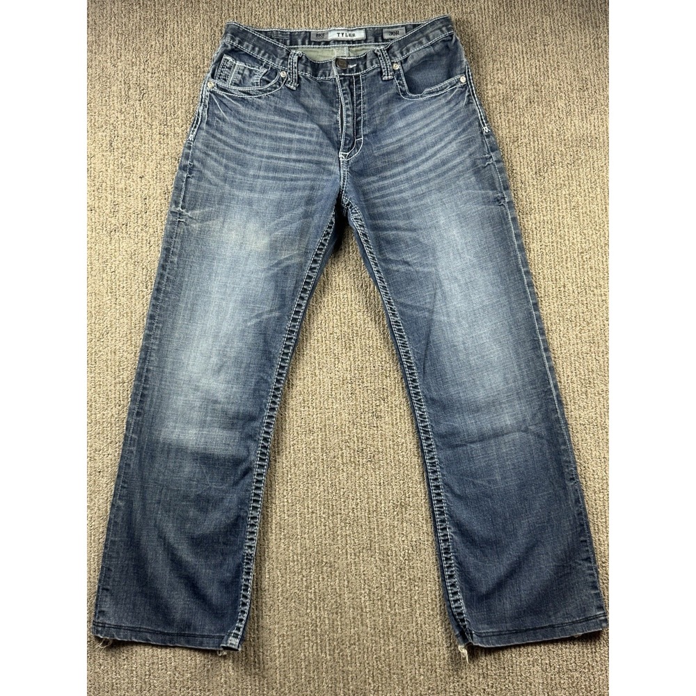 BKE Mens 30X29 Tyler Jeans Straight Leg Denim Cotton Stretch Thick Stitch